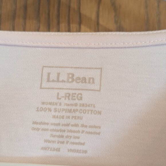 LL Bean V-Neck Supima Cotton Long Sleeve Pullover Pink Top-Women's size  Large - Picture 2 of 3